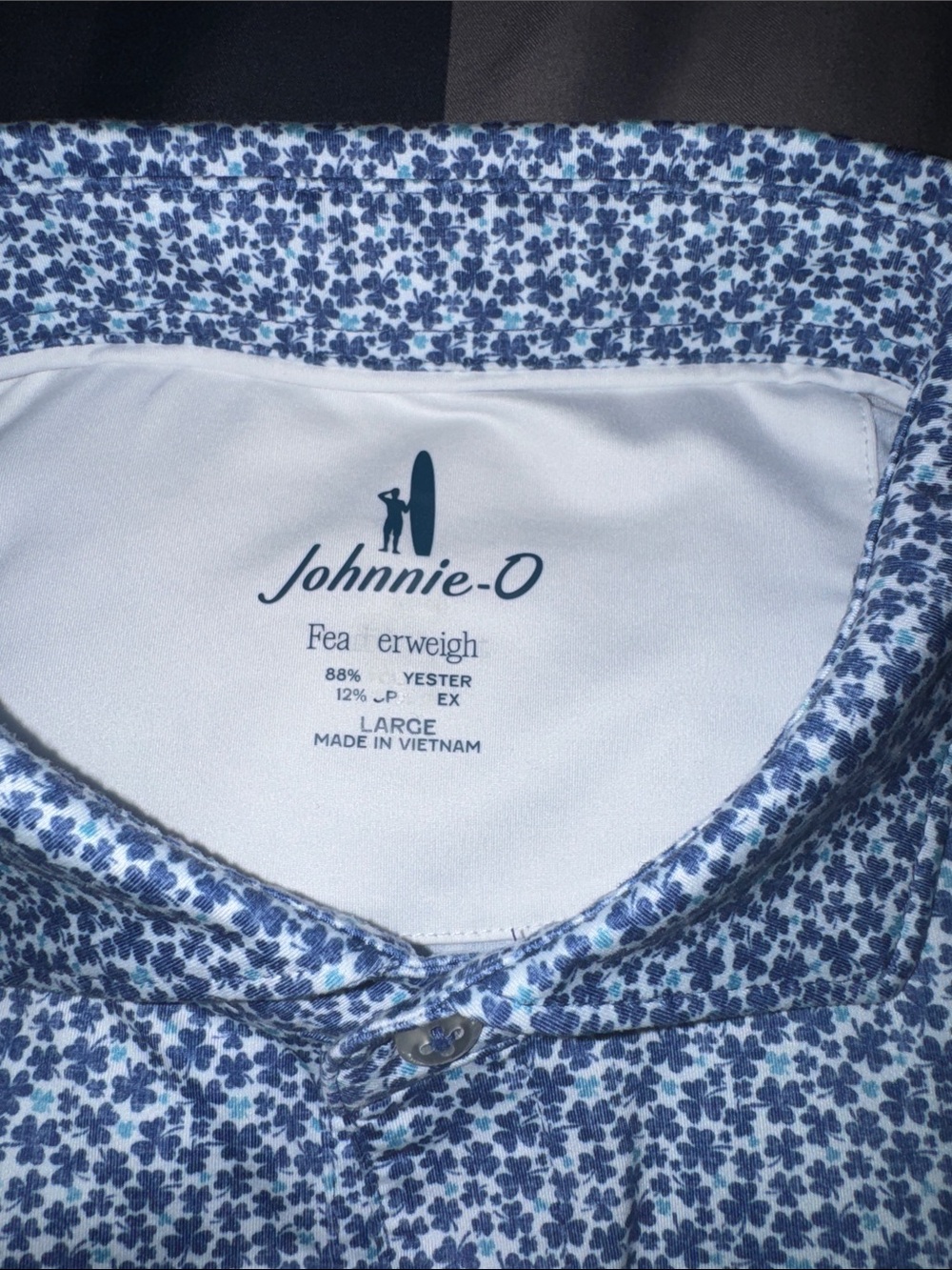 johnnie-O Navy, teal and White Floral Collar Shirt